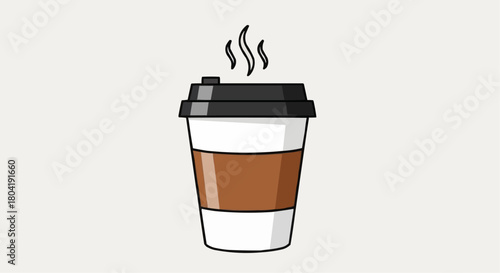 A steaming cup of coffee to go isolated on, perfect for illustrating a quick caffeine fix or a morning ritual