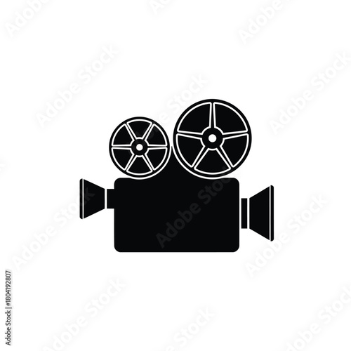 Classic movie camera icon silhouette