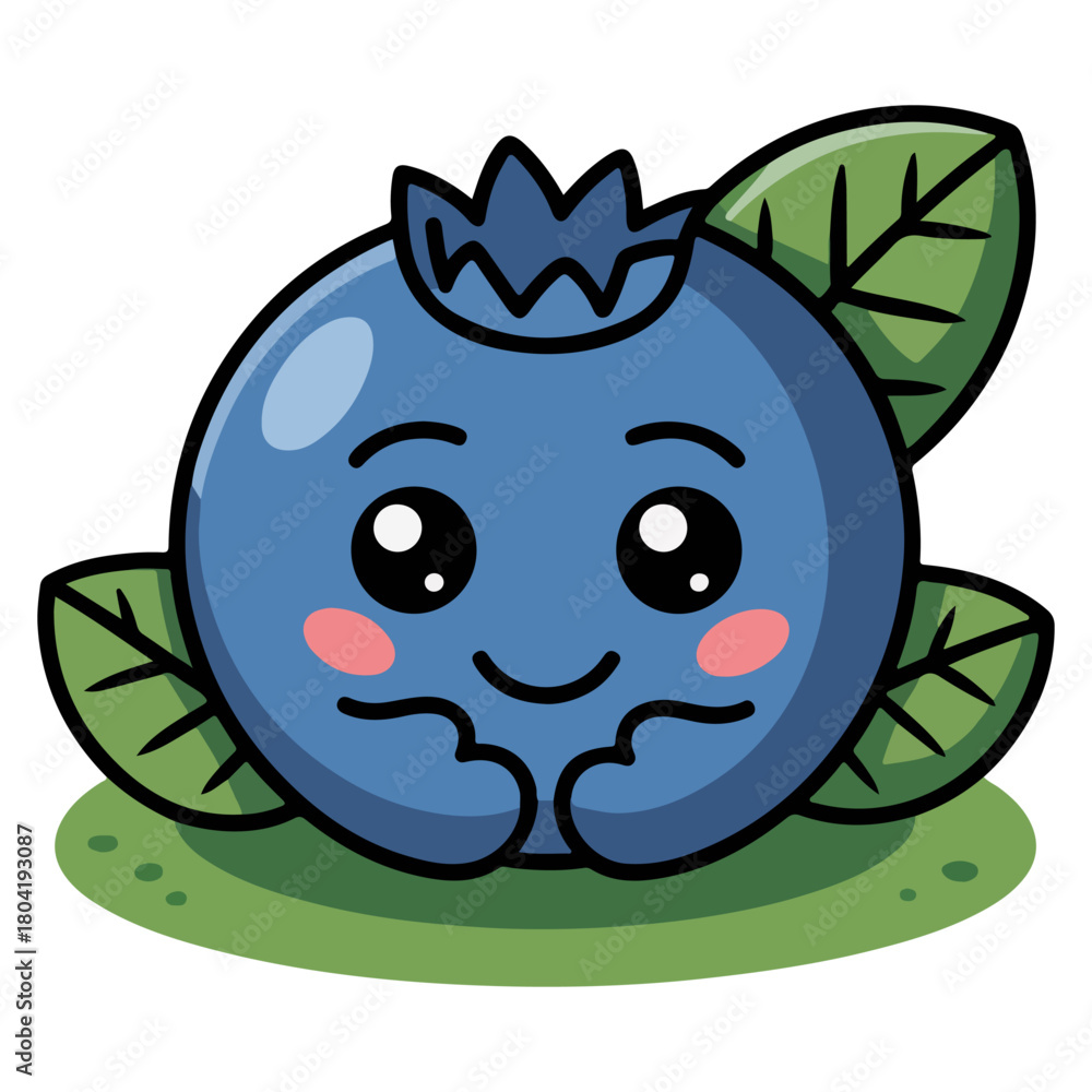 Obraz premium A cute cartoon blueberry character with happy expression