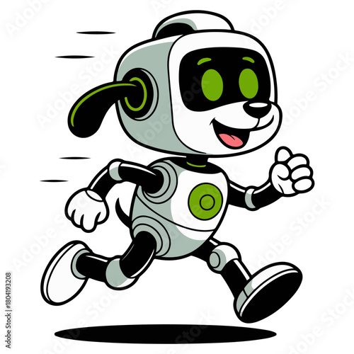 A cartoon of a robot dog is running fast