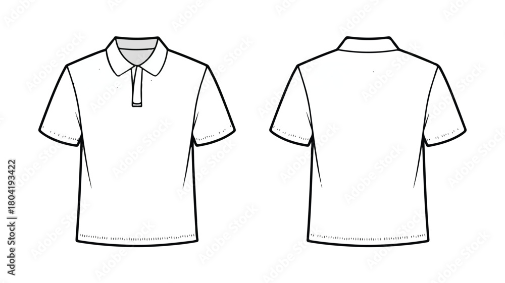 Fototapeta premium Front and back view of a white polo shirt with dotted pattern isolated on white background