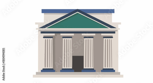 Illustration of a classic building with columns, isolated on, representing bank, government, or historical institution