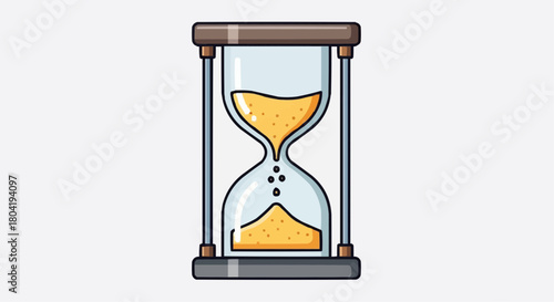 Hourglass illustration on, symbolizing time, deadline, urgency, and the fleeting nature of life, isolated on