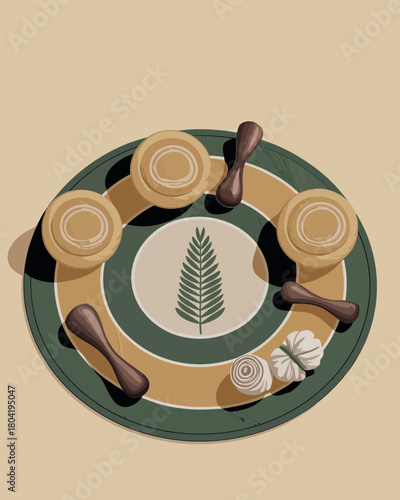Traditional Herbal Medicine Tools and Healing Instruments Illustration