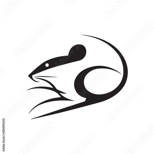 Silhouette style minimal mouse logo t-shirt design featuring clean black vector art, modern simple rodent illustration, perfect for animal lovers, minimalist fashion, unique graphic tees, and stylish 