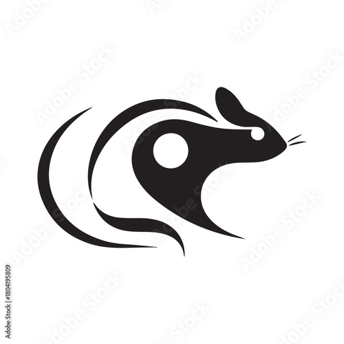 Silhouette style minimal mouse logo t-shirt design featuring clean black vector art, modern simple rodent illustration, perfect for animal lovers, minimalist fashion, unique graphic tees, and stylish 