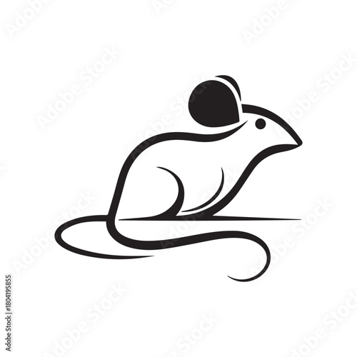 Silhouette style minimal mouse logo t-shirt design featuring clean black vector art, modern simple rodent illustration, perfect for animal lovers, minimalist fashion, unique graphic tees, and stylish 