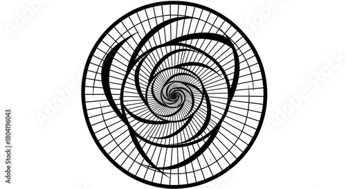 Abstract Vortex Illusion: Mesmerizing Spiral Design with Grid and Swirling Lines