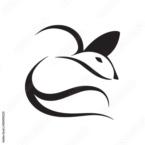 Silhouette style minimal mouse logo t-shirt design featuring clean black vector art, modern simple rodent illustration, perfect for animal lovers, minimalist fashion, unique graphic tees, and stylish 