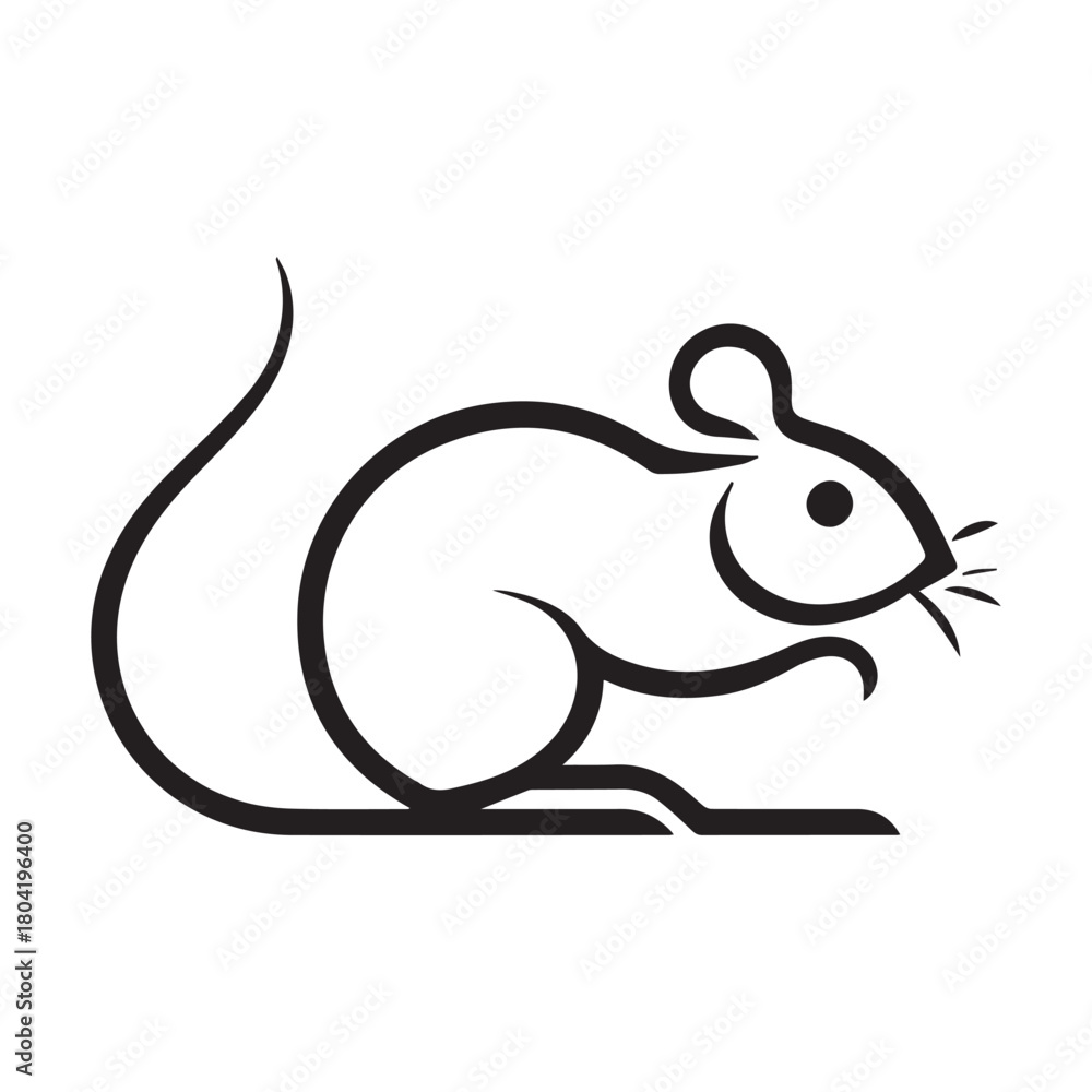 Obraz premium Silhouette style minimal mouse logo t-shirt design featuring clean black vector art, modern simple rodent illustration, perfect for animal lovers, minimalist fashion, unique graphic tees, and stylish 