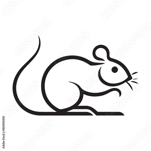 Silhouette style minimal mouse logo t-shirt design featuring clean black vector art, modern simple rodent illustration, perfect for animal lovers, minimalist fashion, unique graphic tees, and stylish 