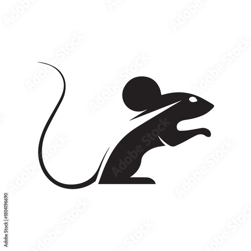 Silhouette style minimal mouse logo t-shirt design featuring clean black vector art, modern simple rodent illustration, perfect for animal lovers, minimalist fashion, unique graphic tees, and stylish 