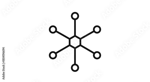 Simple hexagon network with connected nodes, representing data connections and system integration