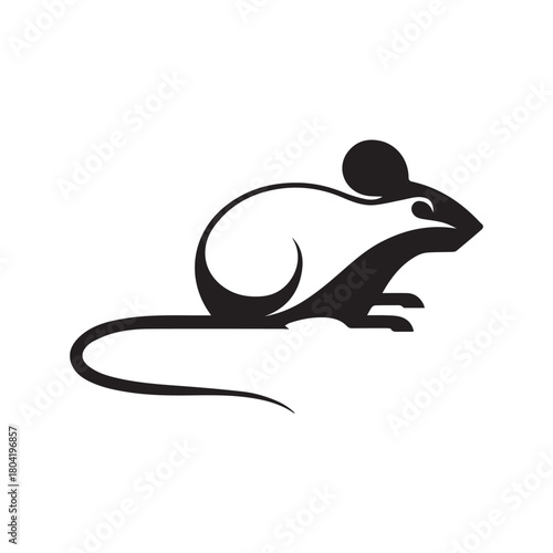 Silhouette style minimal mouse logo t-shirt design featuring clean black vector art, modern simple rodent illustration, perfect for animal lovers, minimalist fashion, unique graphic tees, and stylish 