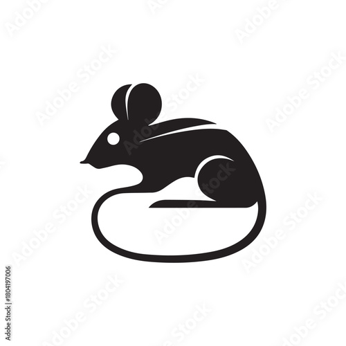 Silhouette style minimal mouse logo t-shirt design featuring clean black vector art, modern simple rodent illustration, perfect for animal lovers, minimalist fashion, unique graphic tees, and stylish 