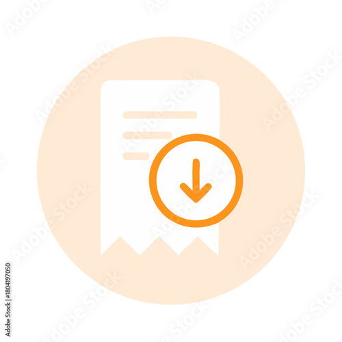 Efficient expense management icon featuring downward arrow and receipt, symbolizing financial tracking and organization