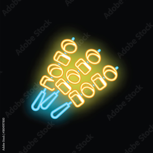 Neon sign of japanese yakitori food truck street food restaurant bar pub