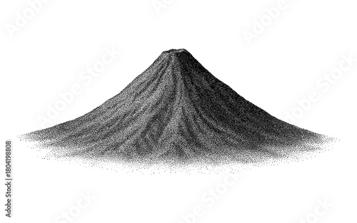 Detailed black and white halftone sand pile on white background