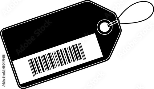Minimalist monochrome illustration of a black price tag