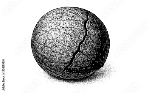 Cracked egg vintage style with detailed stipple texture