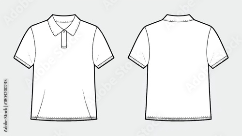 Front and back view of a blank polo shirt isolated on white background, perfect for showcasing custom designs or logos on a classic apparel item