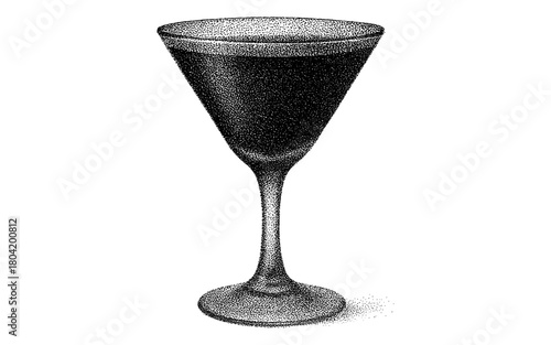 Stippled martini glass in retro black and white design
