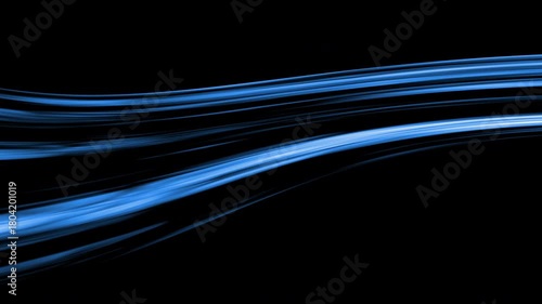 smooth blue light wave moving across black background creating flowing abstract motion effect