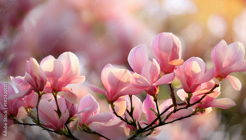 Fototapeta premium Pink Magnolia Flowers In Spring