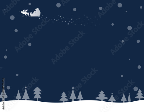 クリスマスの背景素材　サンタクロースとトナカイ　クリスマスツリー　フレーム素材