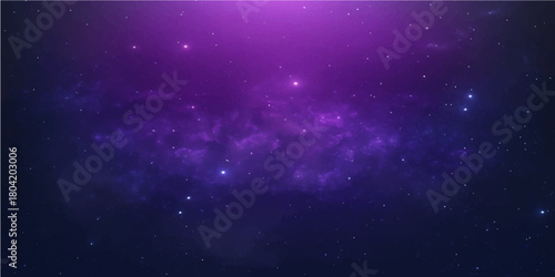 Abstract blue starry night sky background with deep space particles and bright nebula light of the universe
