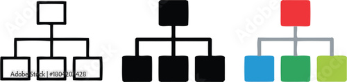 Organizational Chart Icons Outline Silhouette and Color Keywords: organization, chart, hierarchy, structure, icon, symbol, business, management