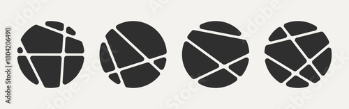 set of abstract poster background with liquid connected circle dots. metaballs pattern, abstract geometric shapes collection. Point movement flat layout template icon, frame collage for photo