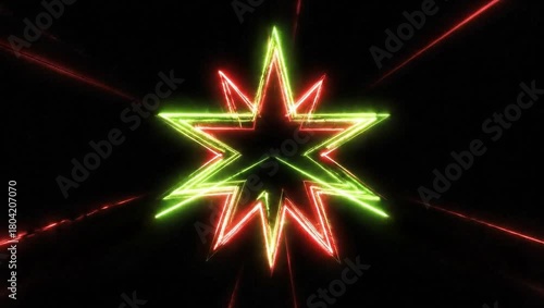 Abstract Neon Star Tunnel Loop.