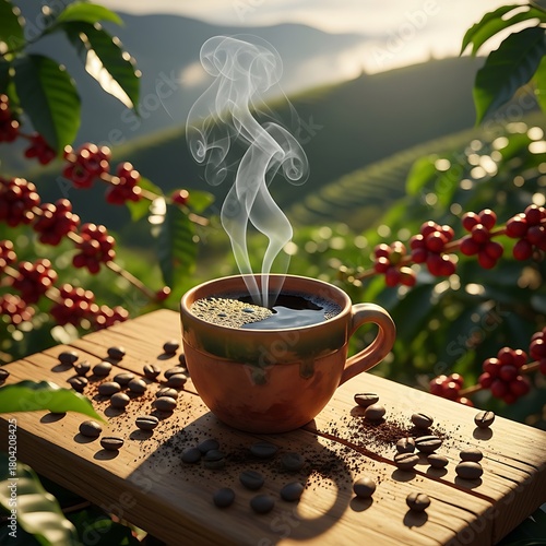 cup of coffee with beans