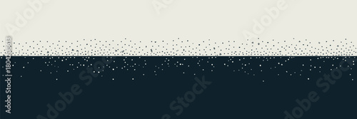 Abstract image showing a light colored top half and dark colored bottom half with scattered dots across it