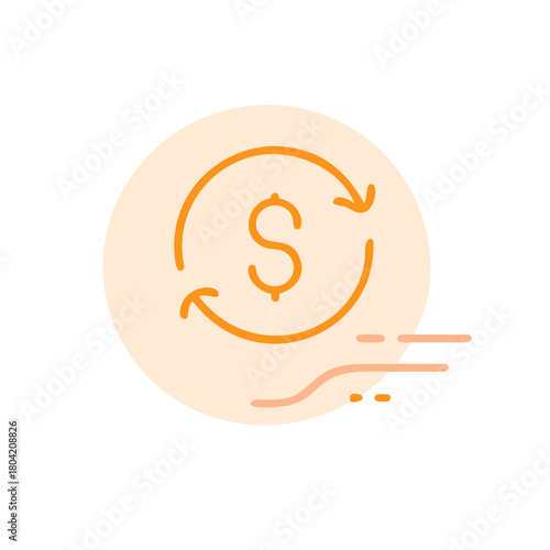 Dynamic cash flow icon with wave line, representing financial movement and growth
