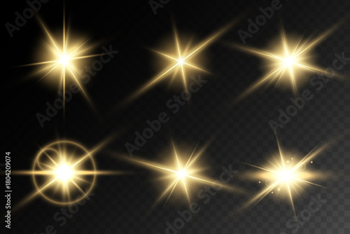 Lens Flare, light glow effect. sun or realistic shining star with backlight effect.
bokeh glitter and sparkles or sparkles on transparent background.
