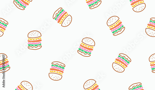 Cute burger pattern background vector design