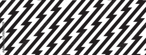 Repeating slanted zigzag lines wallpaper. Thunderbolt, electric power, flash light background. Tilted jagged stripes pattern. Shock, danger or surprise cartoon print. Vector graphic illustration