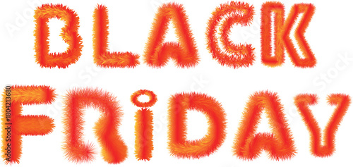 Black Friday fluffy orange 3d text for sales promotion Vector