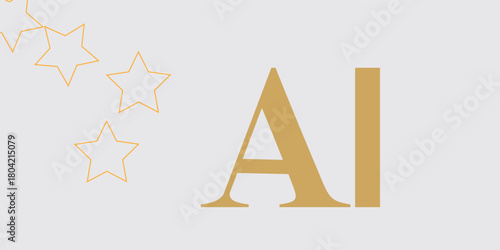AI letter logo with sparkles icon on white background. Vector of Artificial Intelligence, AI icon. Simple AI text logo, technology and digital concept illustration.