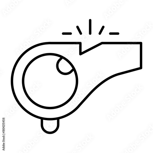 Sport whistle thin line icon, sport concept. Vector graphics. Referee whistle tool, accessory sign on white background, style icon mobile or web design.