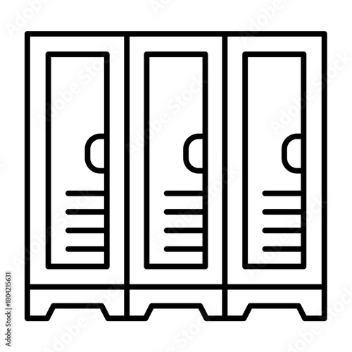 Lockers for players team thin line icon, baseball game concept. Vector graphics. Changing room lockers, sport training sign on white background, style icon mobile or web design.
