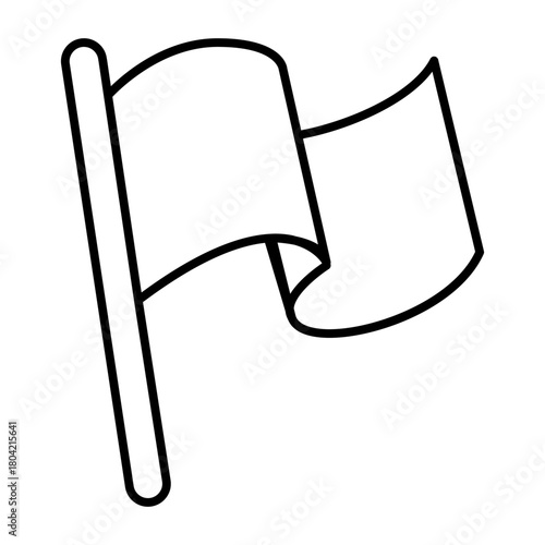 Flag of game team fan thin line icon, baseball game concept. Vector graphics. Expanded flag with wind wave cloth effect sign on white background, style icon mobile or web design.