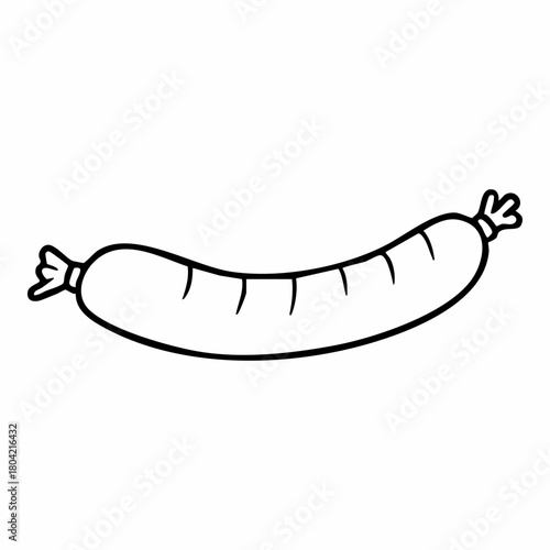 Cute cartoon sausage line art outline drawing for coloring book