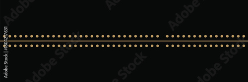 A minimalist image showing two rows of evenly spaced dots connected by a thin line on a black background