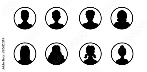 User Profile Silhouette Icons Set – Male and Female Avatar Collection
