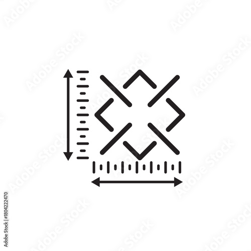 Free Download Precision Measurement icon symbolizing dimensional accuracy and quality control. Features a complex shape with rulers, representing technical inspection, fine tolerance, and calibration in manufacture - GFXLoad