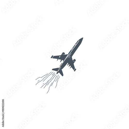 Dynamic passenger airplane taking off into the sky with vapor trails, symbolizing freedom, adventure, and the thrill of travel, ideal for aviation themes