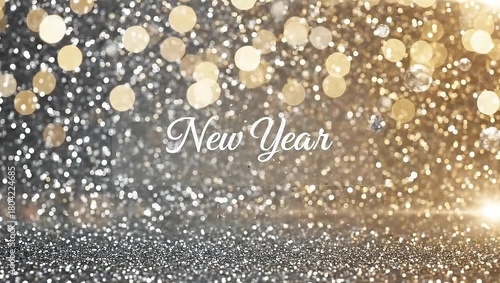 New Years Eve Celebration with Glitter and Bokeh Lights.